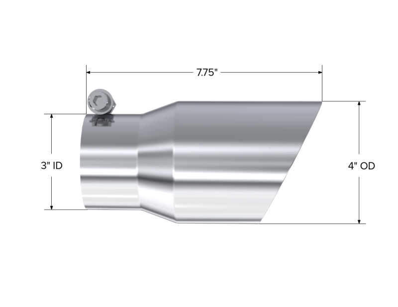 MBRP Universal Tip 4in O.D. Dual Wall Angled 3in inlet 8in length T304 - DTX Performance