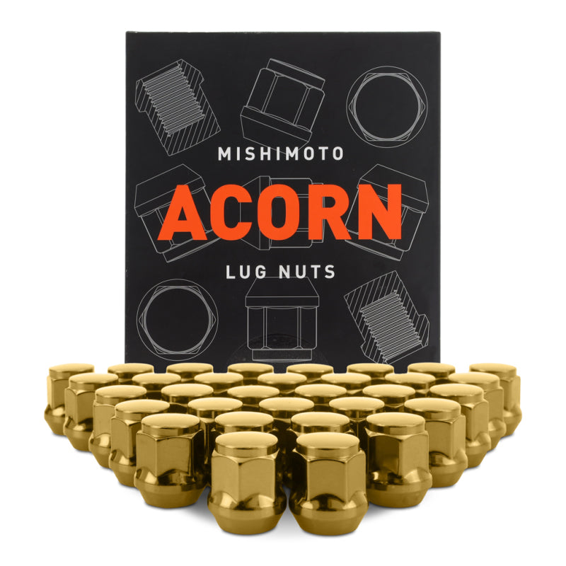 Mishimoto Steel Acorn Lug Nuts M14 x 1.5 - 32pc Set - Gold - DTX Performance