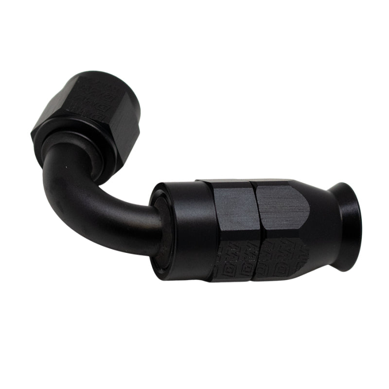 DeatschWerks 6 AN Female Flare Swivel 120-Degree Hose End PTFE - Anodized Matte Black - DTX Performance