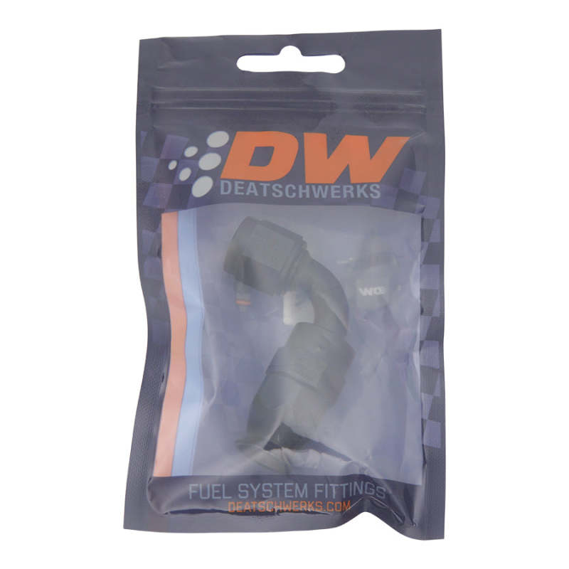 DeatschWerks 6AN Female Swivel 90-Degree Hose End PTFE (Incl 1 Olive Insert) - Anodized Matte Black - DTX Performance