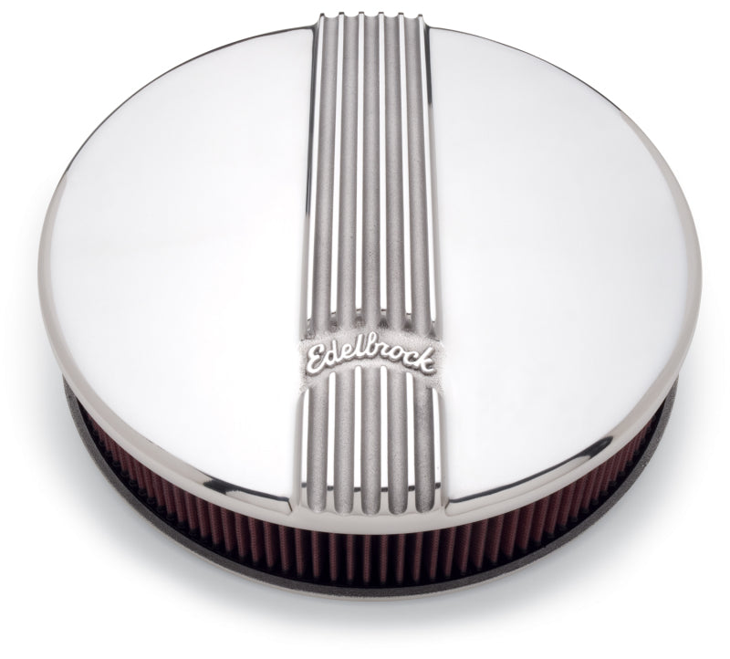 Edelbrock Air Cleaner Classic Series Round Aluminum Top Cloth Element 14In Dia X 3 9In Polished - DTX Performance