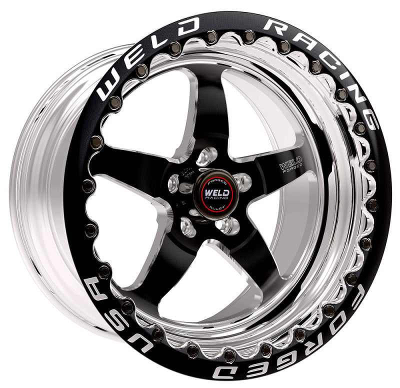 Weld S71 17x10.5 / 5x4.75 BP / 8.8in. BS Black Wheel (Medium Pad) - Black Single Beadlock MT - DTX Performance