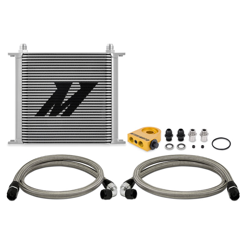 Mishimoto Universal Thermostatic Oil Cooler Kit 34-Row Silver - DTX Performance