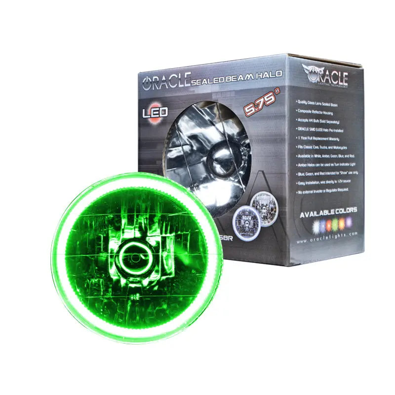 Oracle Pre-Installed Lights 5.75 IN. Sealed Beam - Green Halo - DTX Performance