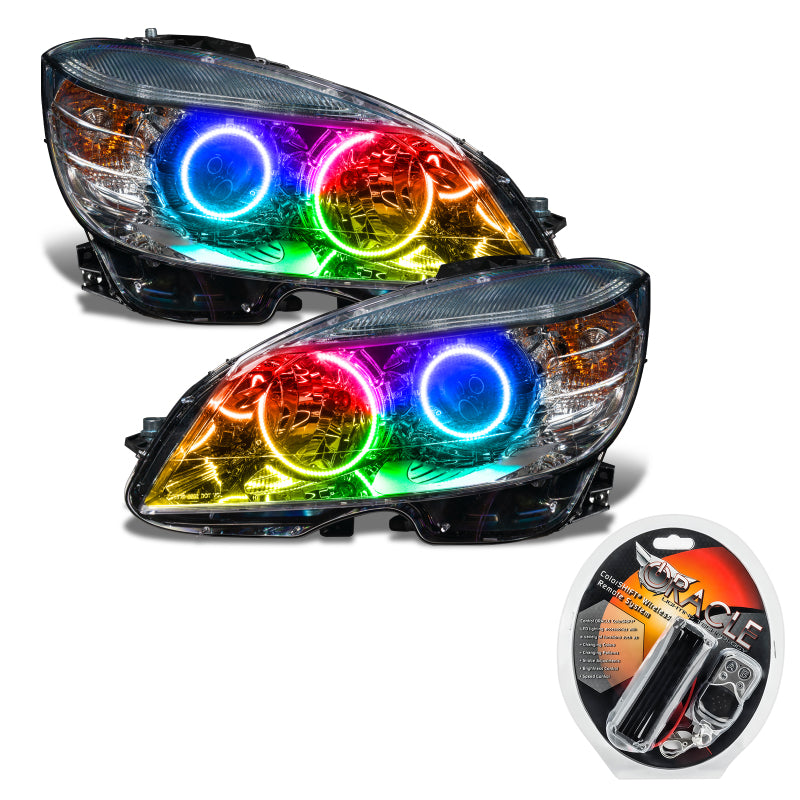 Oracle 08-11 Mercedes Benz C-Class Pre-Assembled Headlights - Chrome Housing - ColorSHIFT - DTX Performance