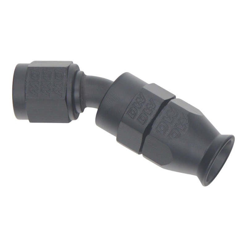 DeatschWerks 6 AN Female Flare Swivel 30-Degree Hose End PTFE - Anodized Matte Black - DTX Performance