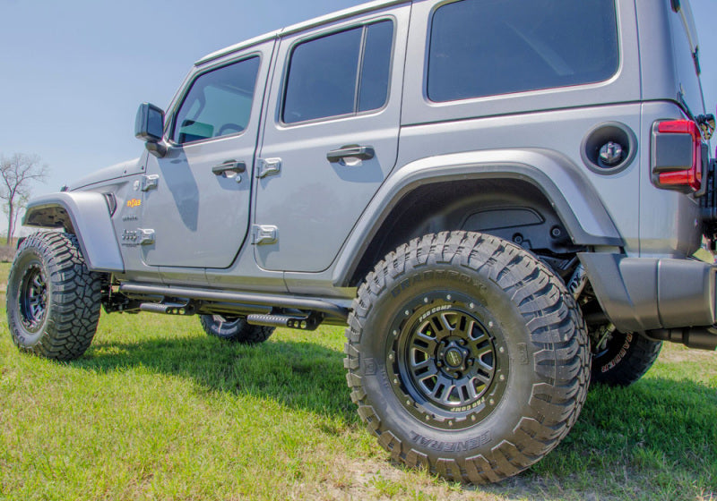 N-Fab RKR Step System 2019 Jeep Wrangler JT 4 Door Truck Full Length - Tex. Black - 1.75in - DTX Performance