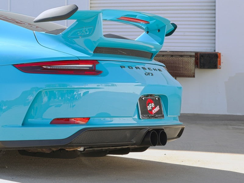 afe 14-16 Porsche 911 GT3 991.1 H6 3.8L MACH Force-Xp 304 SS Cat-Back Exhaust System w/ Black Tips - DTX Performance