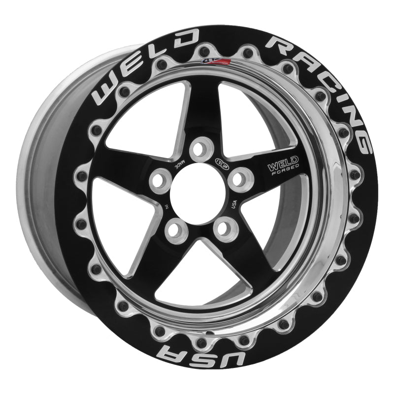 Weld S71 15x12.33 / 5x4.75 BP / 3.5in. BS Black Wheel (Low Pad) - Black Single Beadlock MT - DTX Performance