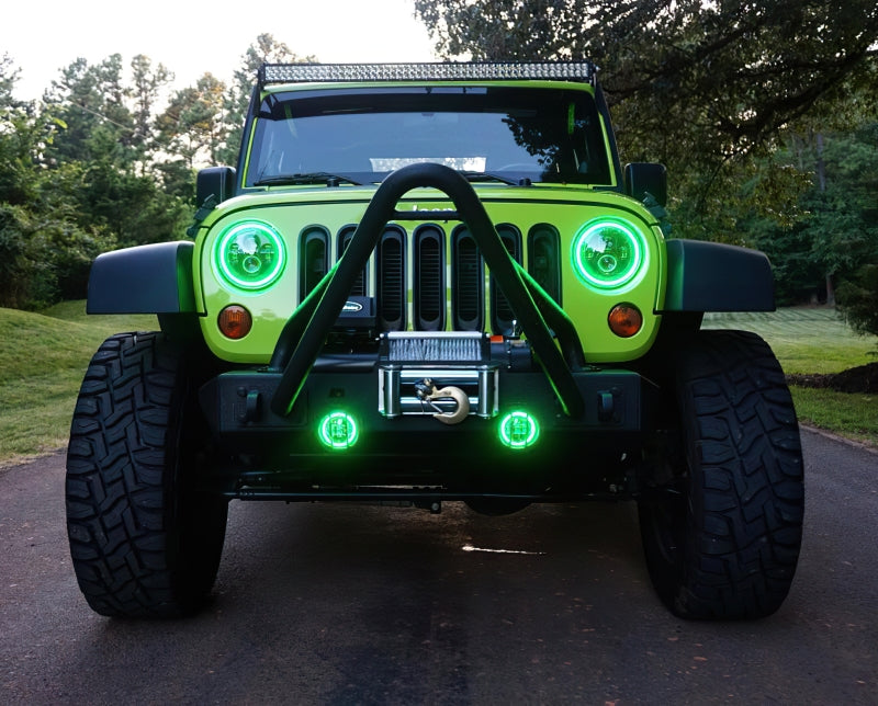 Oracle 7in High Powered LED Headlights - Black Bezel - Green - DTX Performance