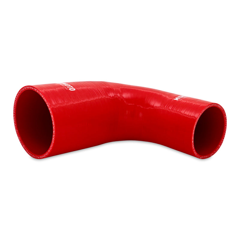 Mishimoto Silicone Reducer Coupler 90 Degree 3in to 3.5in - Red - DTX Performance