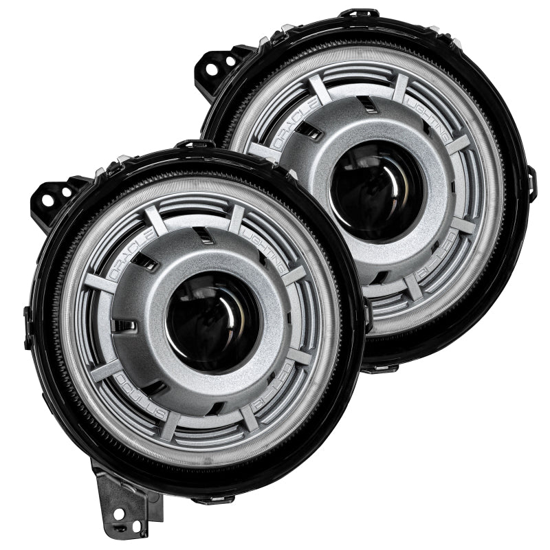 Oracle Oculus Bi-LED Projector Headlights for Jeep JL/Gladiator JT - Satin Silver - 5500K - DTX Performance