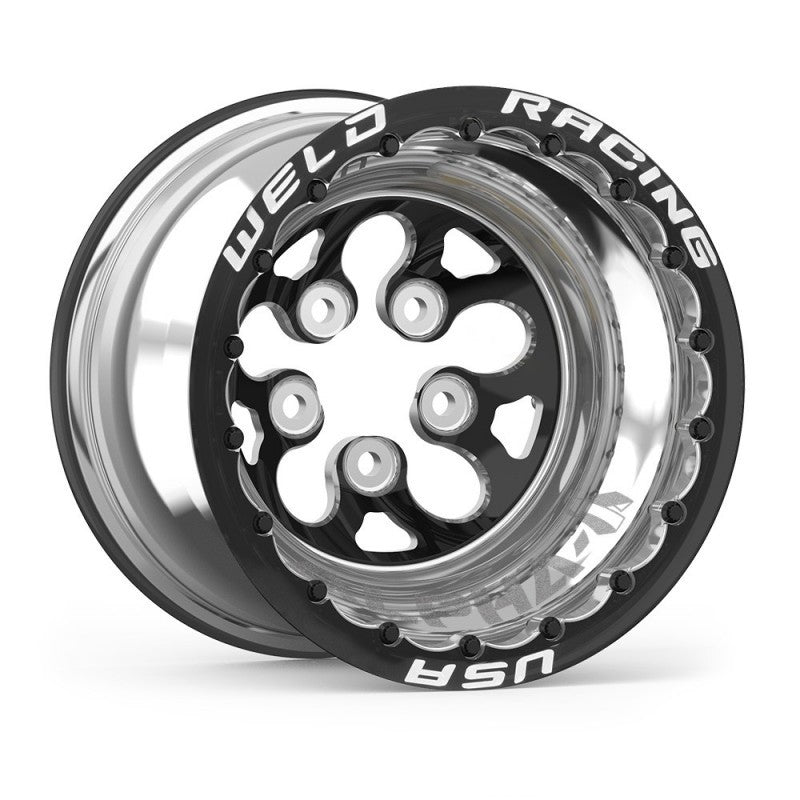 Weld Alpha-1 15x13 / 5x4.5 BP / 4in BS Black Wheel - Black Double Beadlock MT - DTX Performance