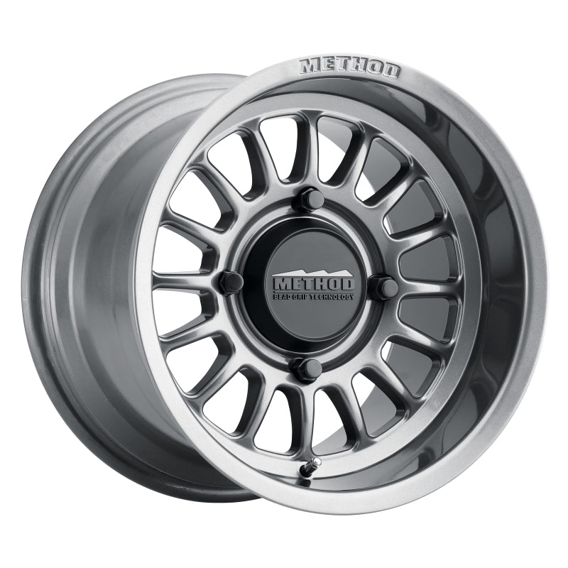 Method MR411 Bead Grip 15x7 / 5+2/38mm Offset / 4x156 / 132mm CB Gloss Titanium Wheel - DTX Performance