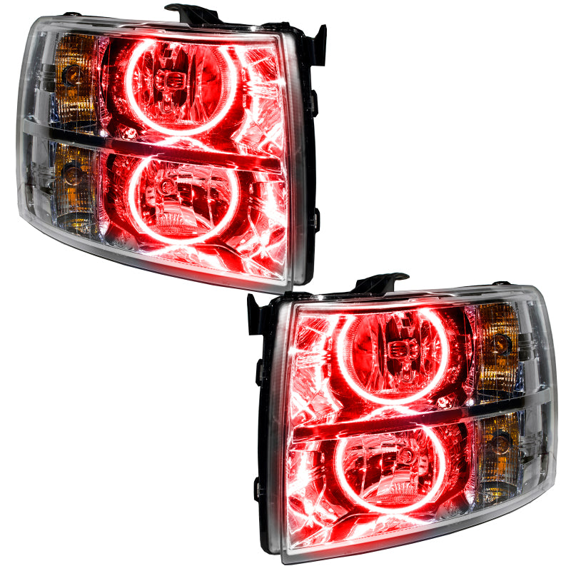 Oracle Lighting 07-13 Chevrolet Silverado Pre-Assembled LED Halo Headlights (Round Style) -Red - DTX Performance