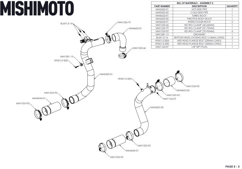 Mishimoto 21+ Bronco 2.3L High Mount INT Kit SL Core BK Pipes - DTX Performance