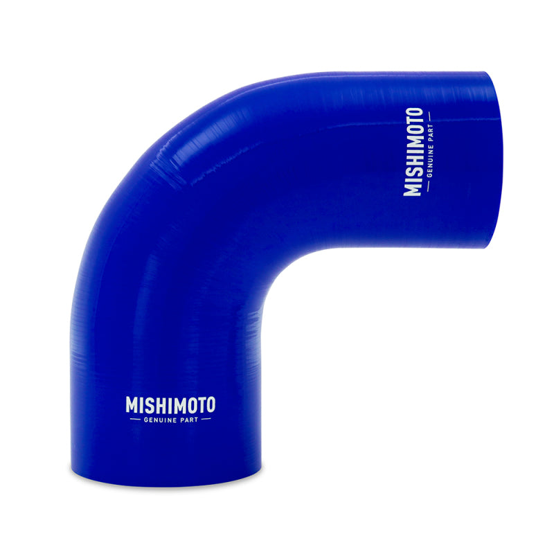 Mishimoto Silicone Reducer Coupler 90 Degree 3.5in to 4in - Blue - DTX Performance