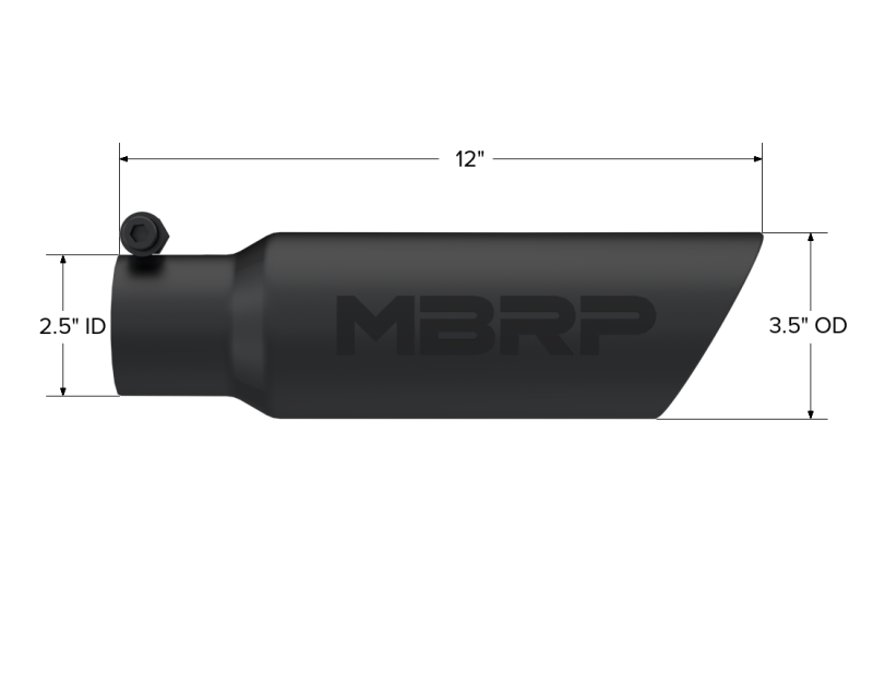 MBRP Universal Tip 3.5 O.D. Dual Wall Angled 2.5 inlet 12 length - Black Finish - DTX Performance