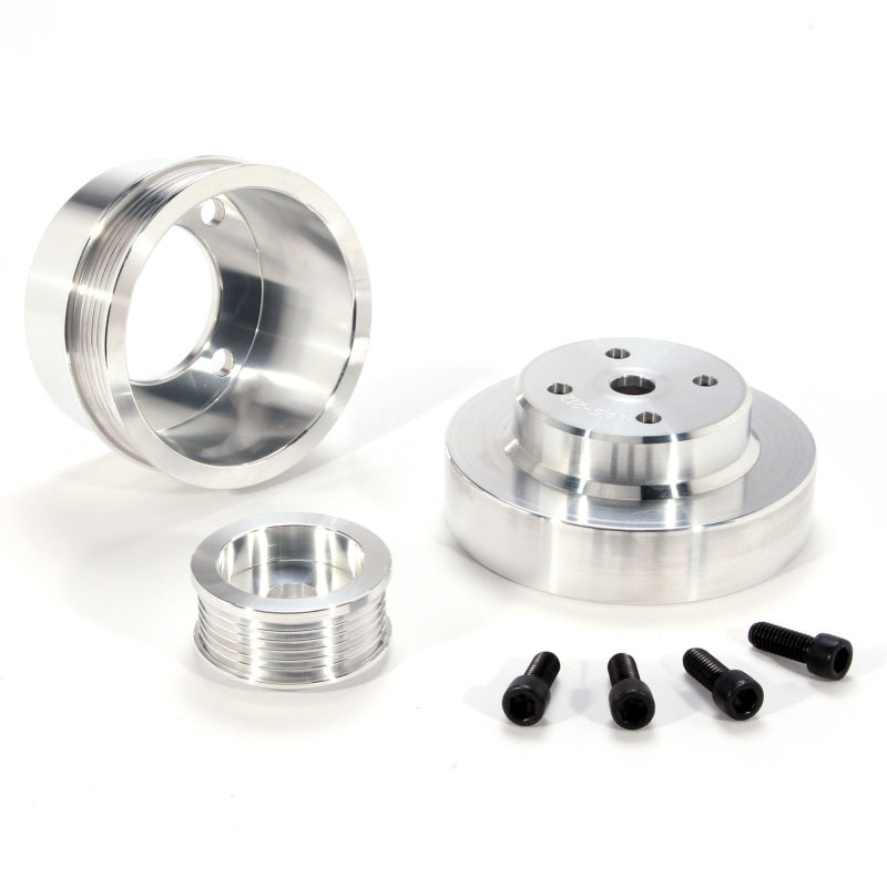 BBK 86-93 Mustang 5.0 Underdrive Pulley Kit - Lightweight CNC Billet Aluminum (3pc) - DTX Performance