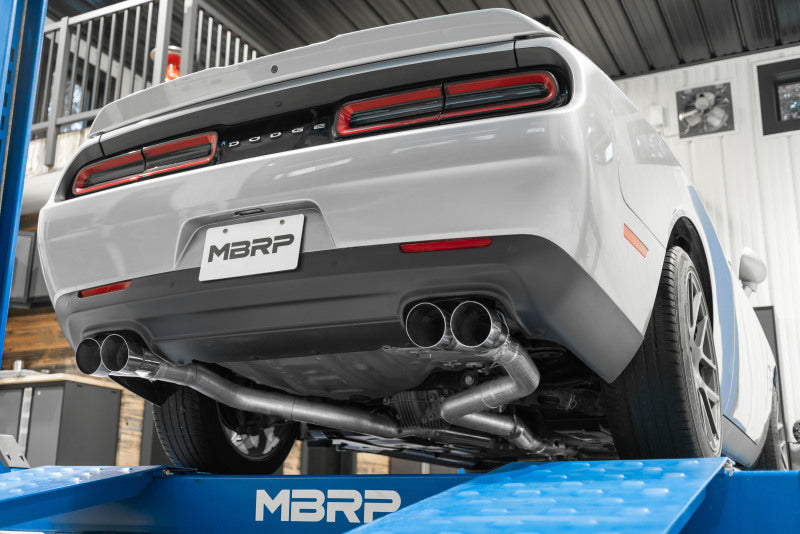 MBRP 15-16 Dodge Challenger RT 5.7L T304 SS 3in Dual Rear Cat-back CF Quad Tips - Street - DTX Performance