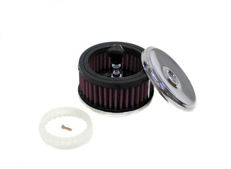 K&N 4in Round x 3in Overall Height Red Custom Air Cleaner Assembly (for use on Nostalgia Engines) - DTX Performance