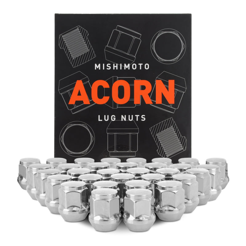 Mishimoto Steel Acorn Lug Nuts M14 x 1.5 - 32pc Set - Chrome - DTX Performance