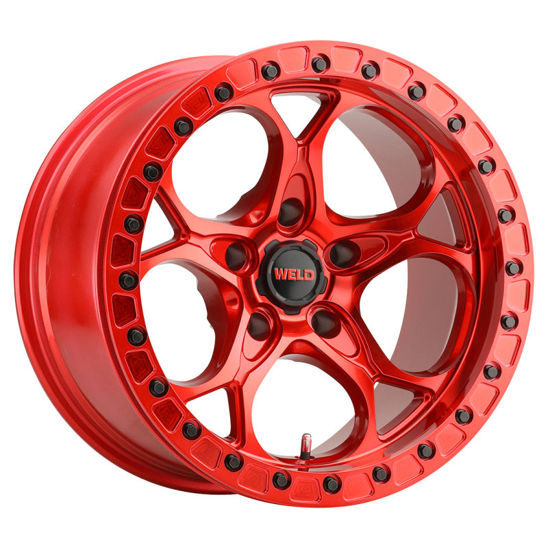 Weld Off-Road W906 17X9 Ledge Beadlock 5X127 ET-35 BS3.625 Candy Red / Red Ring 71.5 - DTX Performance