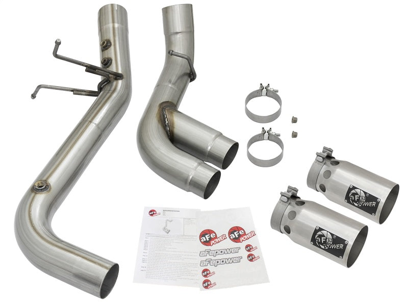 aFe Victory Series 4in 409-SS DPF-Back Exhaust w/ Dual Polished Tips 2017 GM Duramax V8-6.6L(td) L5P - DTX Performance