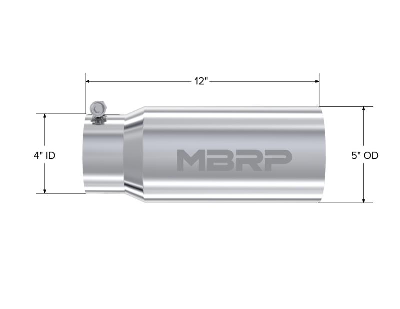 MBRP Universal Tip 5 O.D. Dual Wall Straight 4 inlet 12 length - DTX Performance