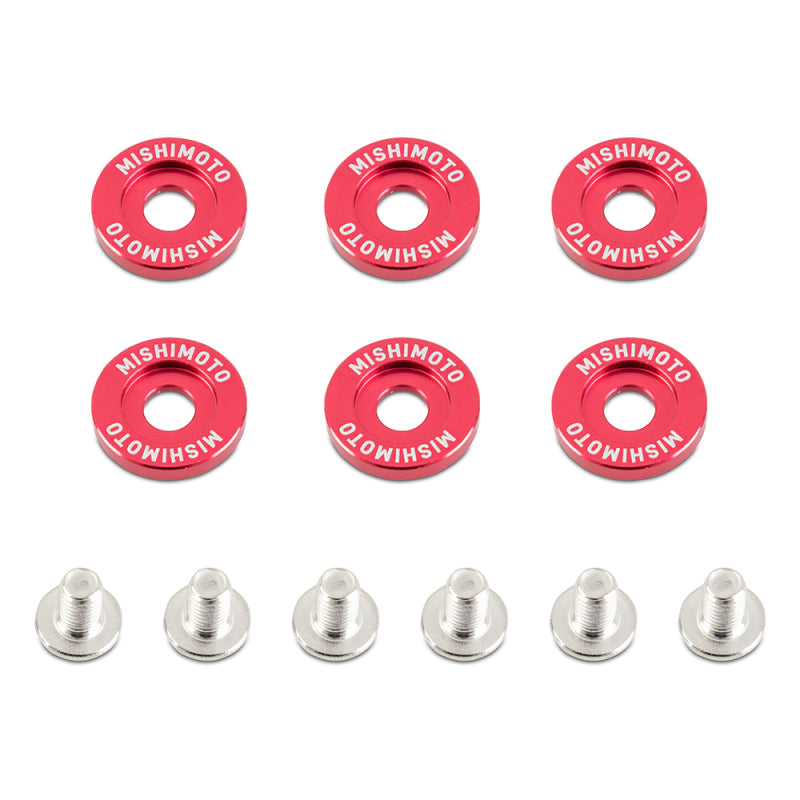 Mishimoto Large Fender Washer Kit (6pcs) - Red - DTX Performance