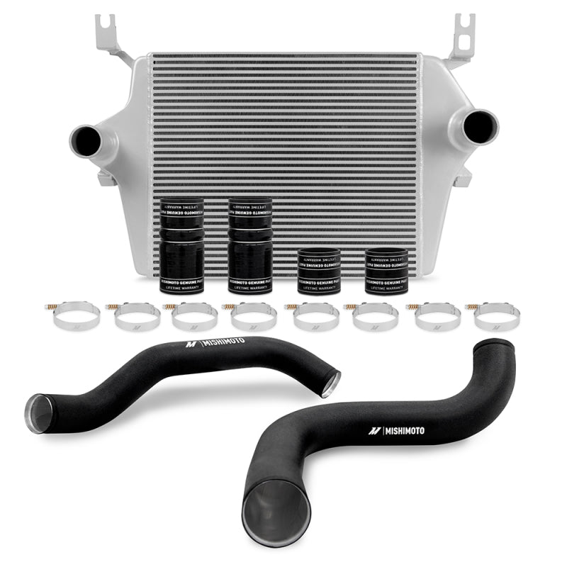 Mishimoto 99-03 Ford 7.3L Powerstroke PSD Silver Intercooler Kit w/ Black Pipes - DTX Performance