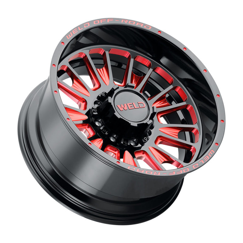 Weld Off-Road W122 20X10 Scorch 8X170 ET-18 BS4.75 Gloss Black MIL Red 125.1 - DTX Performance