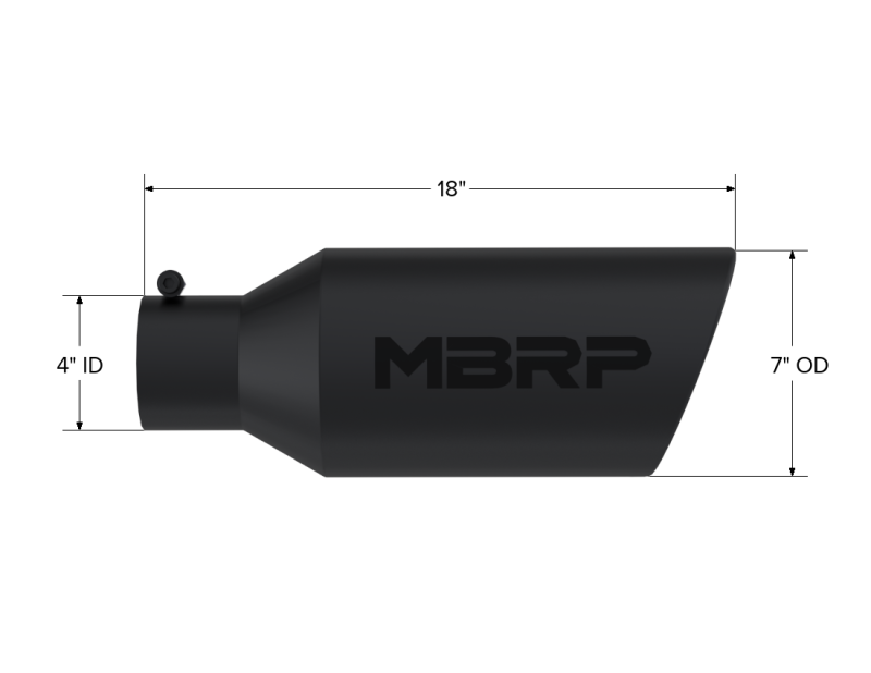 MBRP Universal Exhaust Tip 7in O.D. Rolled End 4in Inlet 18in Length - Black - DTX Performance