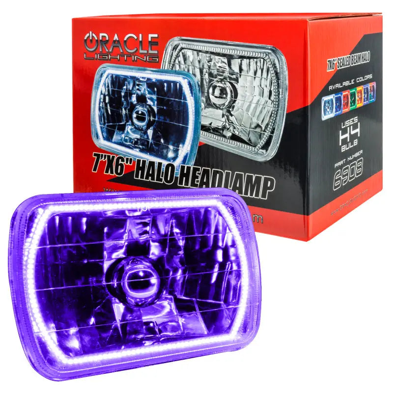 Oracle Pre-Installed Lights 7x6 IN. Sealed Beam - UV/Purple Halo - DTX Performance