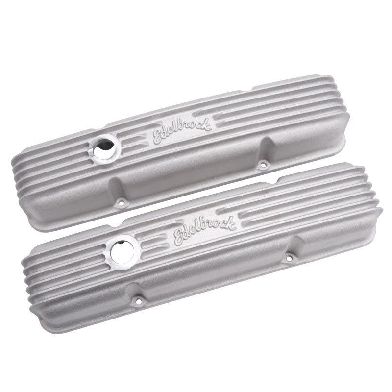 Edelbrock Valve Cover Classic Series Chevrolet 1959-1986 262-400 CI V8 w/ Breather Holes Satin - DTX Performance