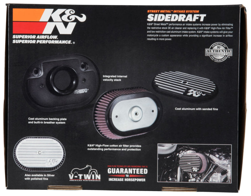 K&N Street Metal Intake System for 02-06 Harley Davidson Road King F/I 88cl Side Draft Dyna/Softail - DTX Performance