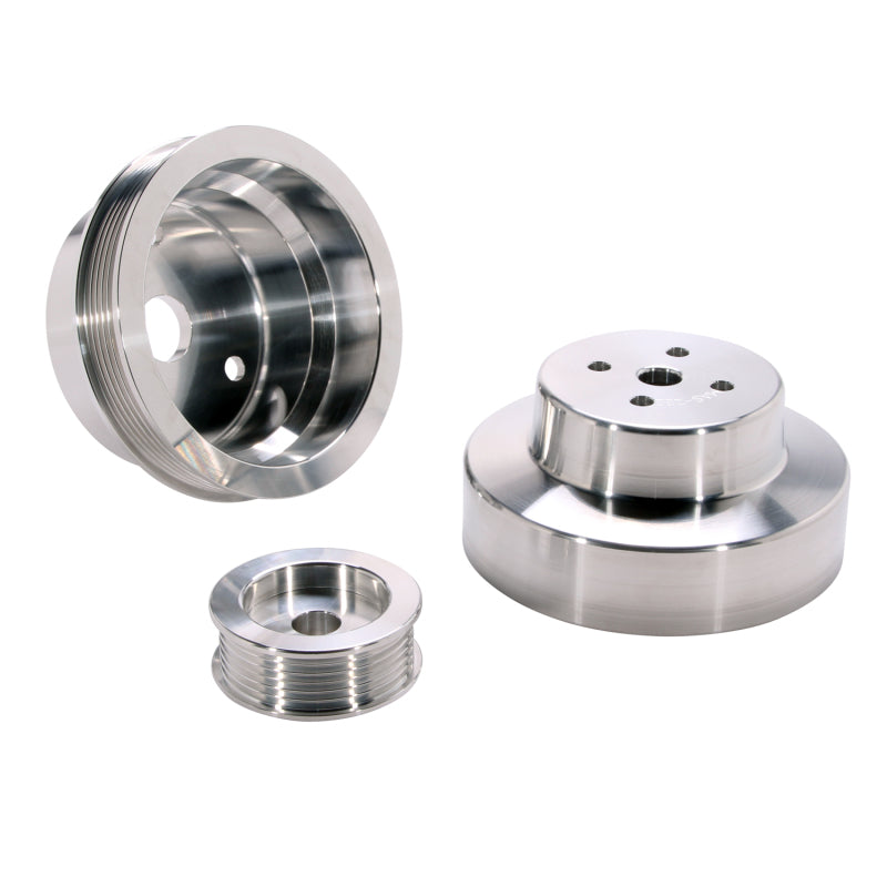 BBK 88-95 GM Truck 4.3 5.0 5.7 Underdrive Pulley Kit - Lightweight CNC Billet Aluminum (3pc) - DTX Performance