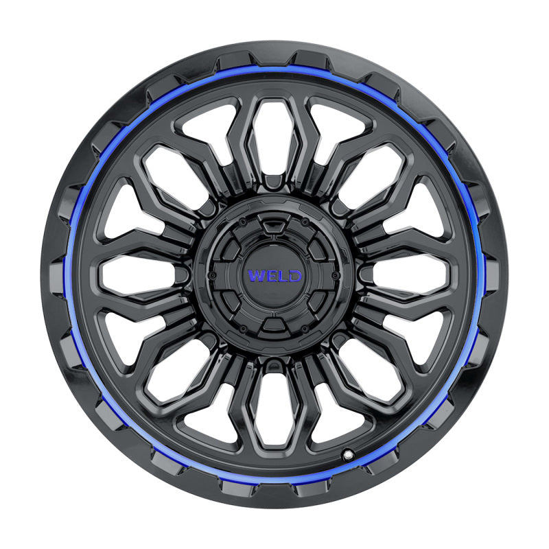 Weld Off-Road W170 20X10 Flare 6X135 6X139.7 ET-18 BS4.75 Gloss Black MIL Blu 106.1 - DTX Performance