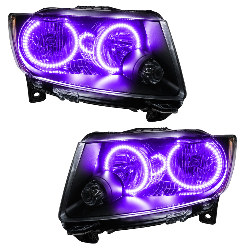 Oracle 11-13 Jeep Grand Cherokee Pre-Assembled Halo Headlights (Non HID) Chrome - UV/Purple - DTX Performance