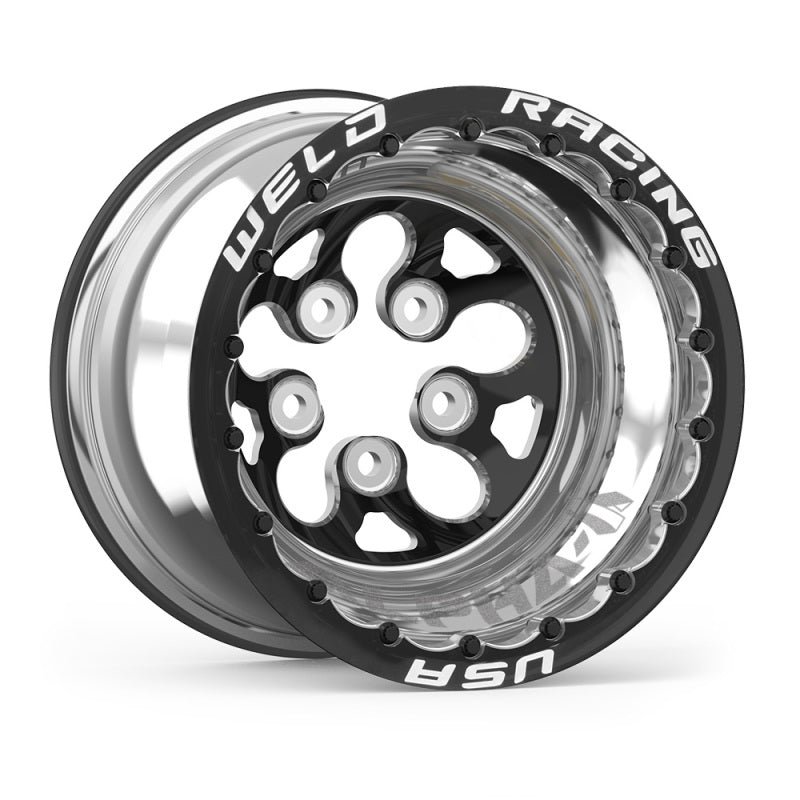 Weld Alpha-1 15x12 / 5x4.5 BP / 5in. BS Black Wheel - Black Single Beadlock MT - DTX Performance