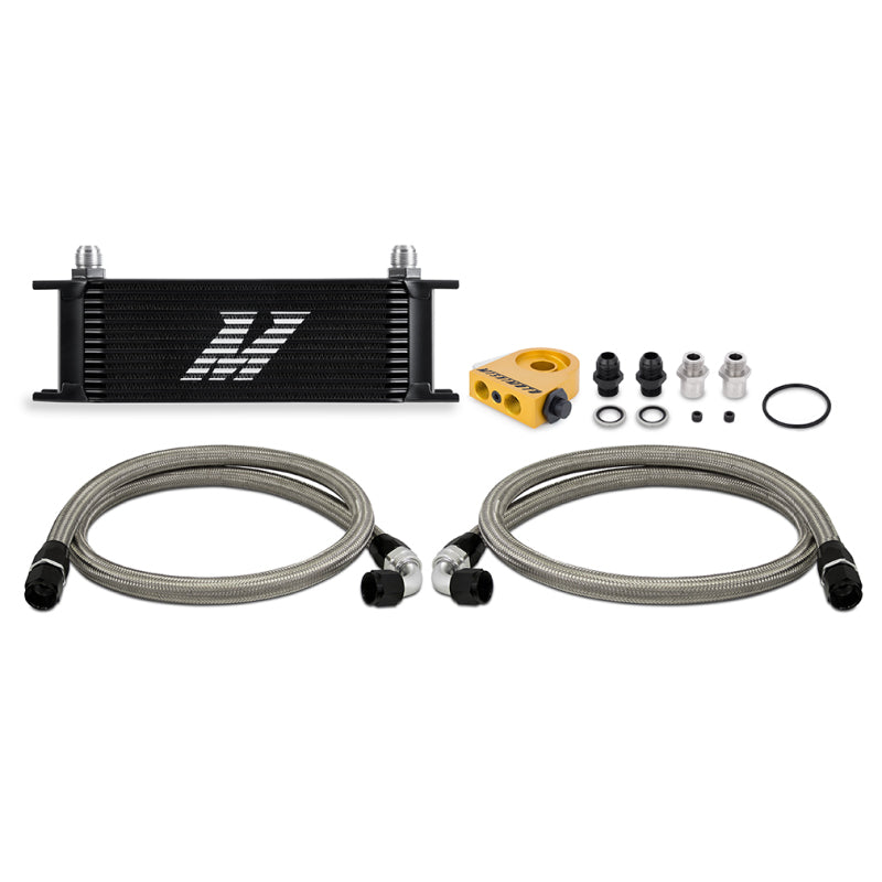 Mishimoto Universal Thermostatic Oil Cooler Kit 13-Row Black - DTX Performance