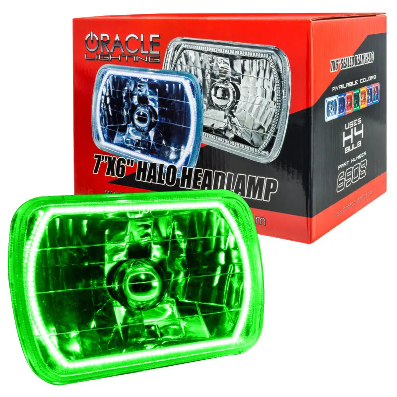 Oracle Pre-Installed Lights 7x6 IN. Sealed Beam - Green Halo - DTX Performance