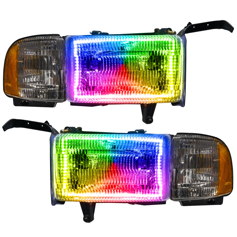 Oracle 94-02 Dodge Ram Pre-Assembled Halo Headlights - ColorSHIFT w/o Controller - DTX Performance