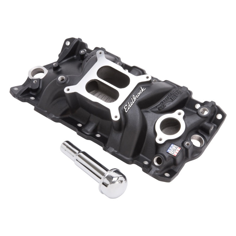 Edelbrock Intake Manifold Perf Eps SBC w/ Oil Fill Tube and Breather Black - DTX Performance