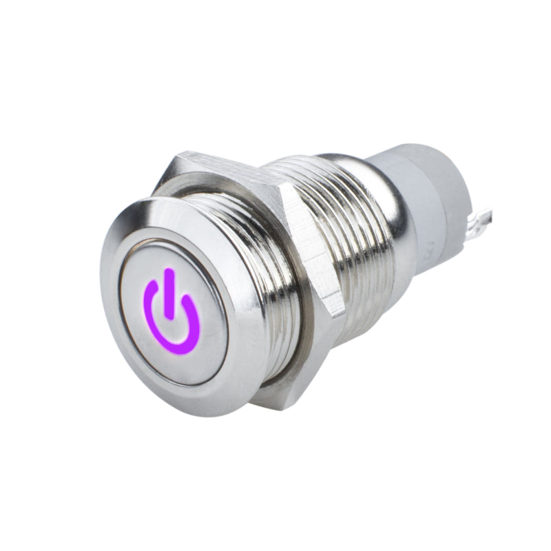 Oracle Pre-Wired Power Symbol Momentary Flush Mount LED Switch - UV/Purple - DTX Performance