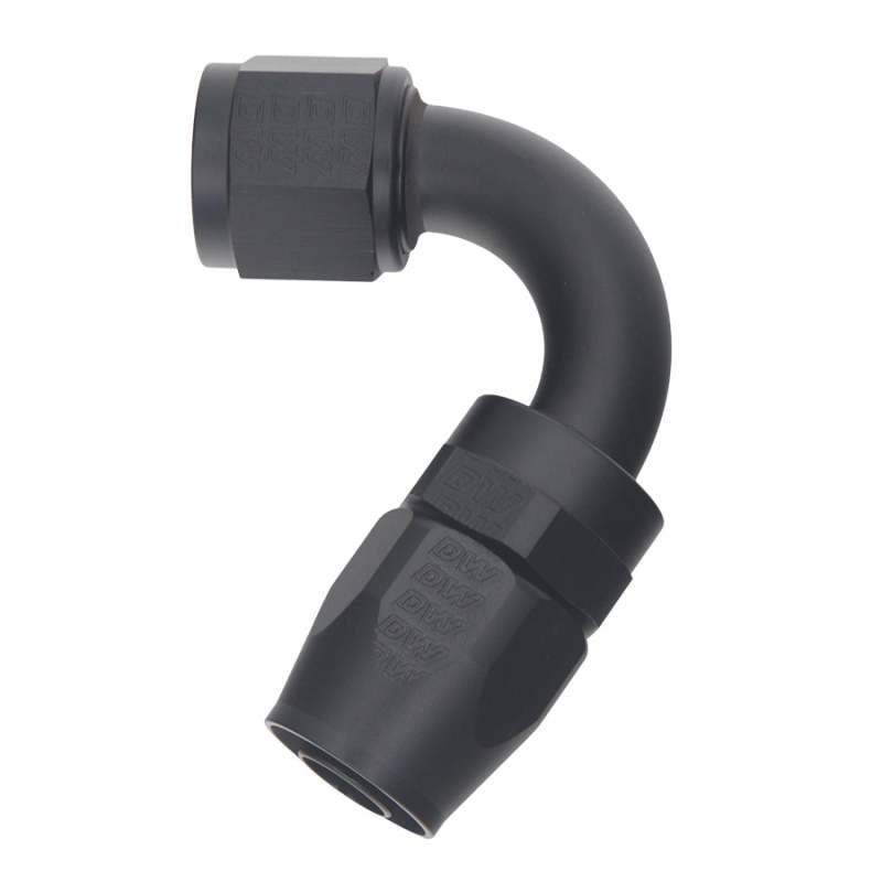 DeatschWerks 10AN Female Flare Swivel 120-Degree Hose End CPE - Anodized Matte Black - DTX Performance