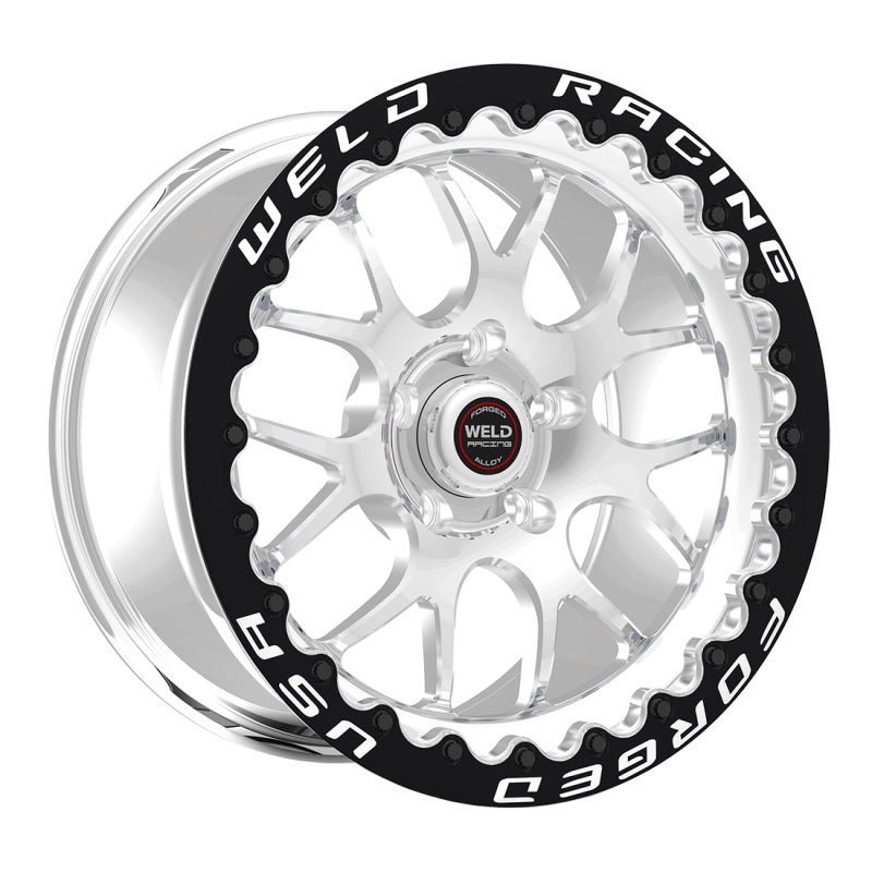 Weld S77 15x10.33 / 5x120mm BP / 7.5in. BS Polished Wheel (Medium Pad) - Black Single Beadlock MT - DTX Performance