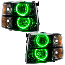 Load image into Gallery viewer, Oracle Lighting 07-13 Chevrolet Silverado Assembled Halo Headlights Round Style - Blk Housing -Green - DTX Performance