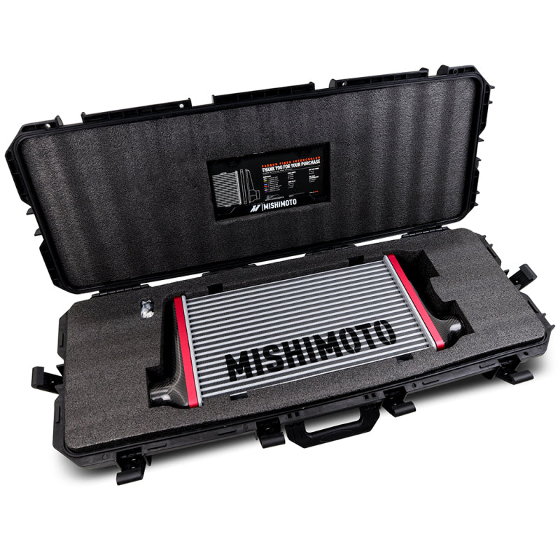 Mishimoto Universal Carbon Fiber Intercooler - Matte Tanks - 525mm Gold Core - C-Flow - C V-Band - DTX Performance