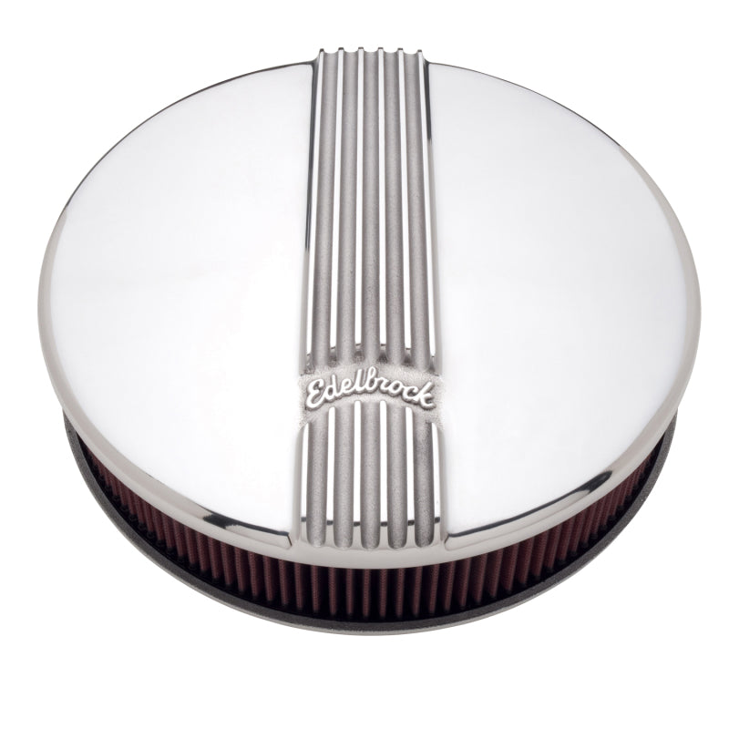 Edelbrock Air Cleaner Classic Series Round Aluminum Top Cloth Element 14In Dia X 3 9In Polished - DTX Performance